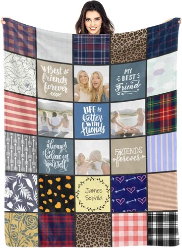 Miniatura 21 de Manta personalizada con fotos y texto para mamá, papá, bebé, familia, amigos, manta personalizada para cumpleaños, Navidad, para mujeres, hermana