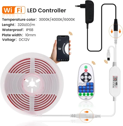 Miniatura 3 de KISUFU Tira de luces LED de neón COB de 12 V, IP68, impermeable, flexible, regulable, para el hogar, cocina, sala de estar, decoración de bricolaje