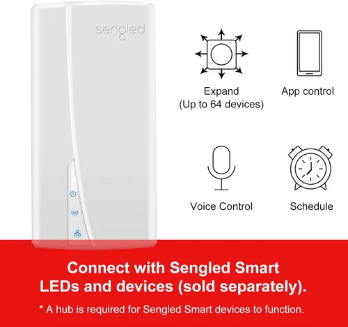 Miniatura 11 de Sengled Smart Home Hub Z01-hub, bombillas inteligentes Zigbee Smart Products usadas, compatibles con Alexa, Google Assistance, blanco, 1 paquete