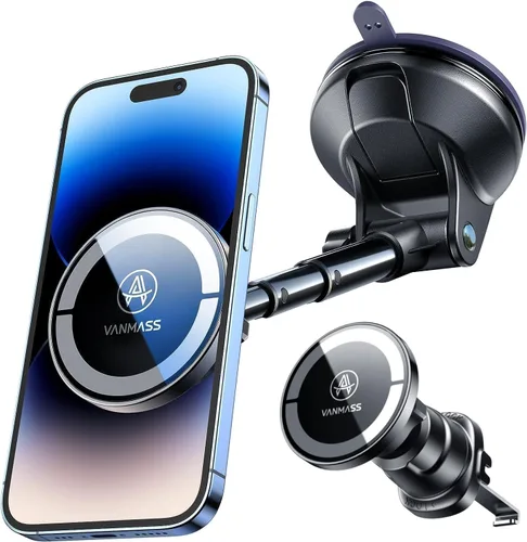 【Grado Militar】VANMASS para Soporte de Coche MagSafe【Magnético y Succión Más Fuerte Mejorados】Soporte de Teléfono Soporte Celular para Tablero