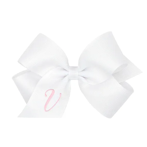 Wee Ones Lazos para el cabello con monograma inicial para niñas en una WeeStay - Pinza para el cabello antideslizante, para todas las edades y tipos
