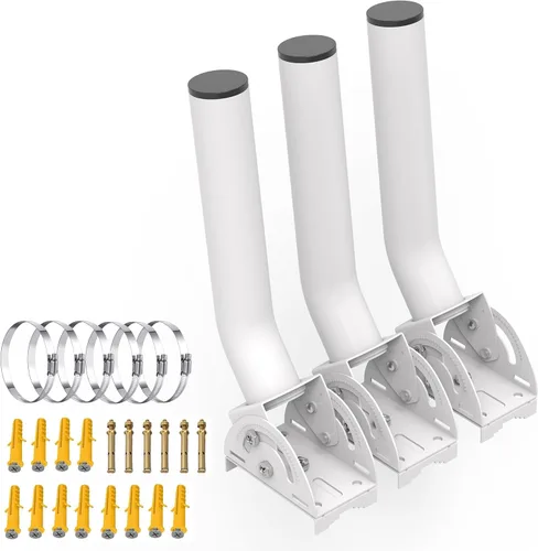 Miniatura 13 de Soporte de antena para exteriores para punto de acceso, soporte de montaje de poste en J de bloqueo de doble tornillo ajustable de 12 a 160°, Blanco