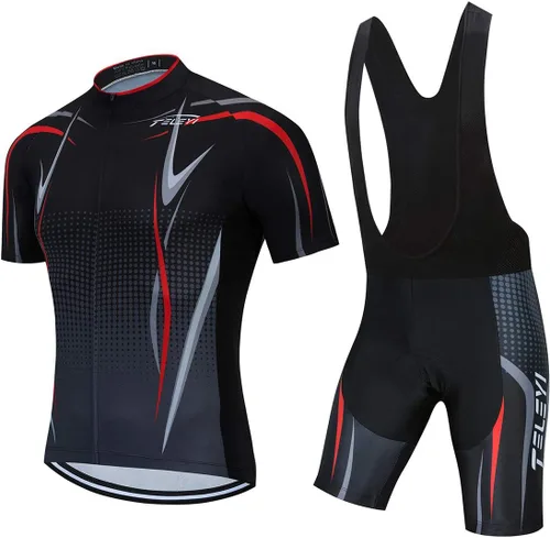 PSPORT Pantalones cortos de ciclismo para hombre, color negro, ropa de bicicleta, manga corta