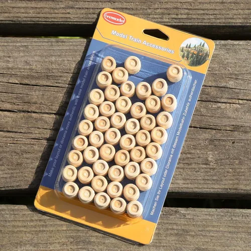 Miniatura 7 de MT001 50pcs modelo ferroviario 1:87 barril de vino de madera HO OO escala barril cubo (0.594 in)