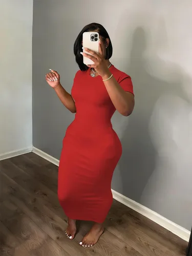 Miniatura 3 de Women's Casual Short Sleeve Dress T Shirt Bodycon Dresses V Neck Maxi Sundress Basic Party Club Dress