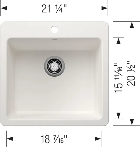 Miniatura 2 de BLANCO 443227 Liven SILGRANIT - Fregadero de cocina de 21 pulgadas con un solo tazón, color antracita