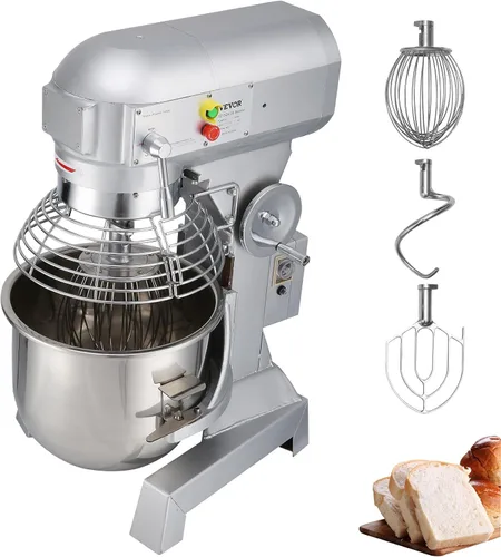 Happybuy 10Qt Mezclador Comercial de Alimentos con Función de Temporización, Mezclador Comercial de 500W, Bol de Acero Inoxidable, Resistencia de