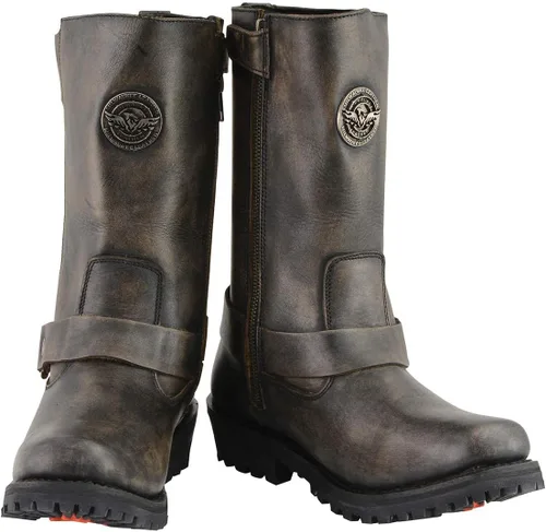 Miniatura 2 de Milwaukee Leather MBL9361 - Botas de piel para mujer, con arnés clásico, puntera cuadrada, color marrón envejecido, de 11 pulgadas