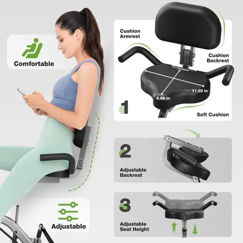 Miniatura 10 de Bicicleta de Ejercicio, Bicicleta Estática Plegable 5 en 1 para Personas Mayores, Resistencia Magnética Ajustable de 16 Niveles, Bicicleta