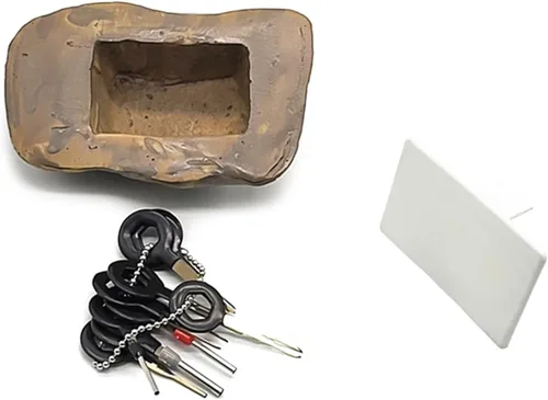 Miniatura 7 de Llavero ocultador de llaves para exteriores, diseño de roca realista, resistente a la intemperie y a la oxidación