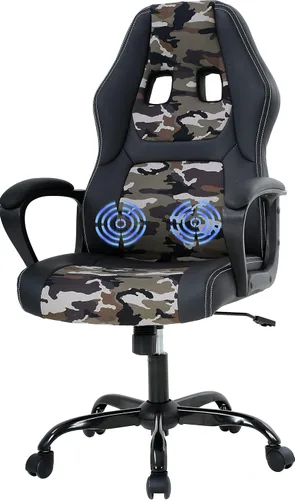 Miniatura 10 de HHS Silla reclinable de oficina para adultos, respaldo alto, de cuero, escritorio, juegos, carreras, ejecutiva, ergonómica, ajustable, giratoria