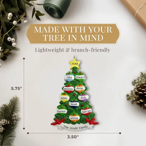 Miniatura 4 de Adorno Personalizado Grande para Familia de 10 Piezas 2025 Personalización Gratuita en 24h Adornos de Navidad para Árbol Recuerdo