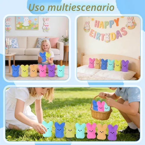 Miniatura 3 de vizethru 6 juguetes de peluche de conejo de Pascua, juguetes de relleno de cesta de Pascua para niños, animales de peluche de conejo, regalos