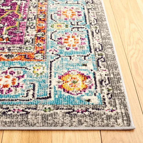 Miniatura 4 de SAFAVIEH Colección Monaco - Alfombra para pasillo, 2.2 x 8 pies, color violeta y azul claro, diseño bohemio chic de medallón envejecido,
