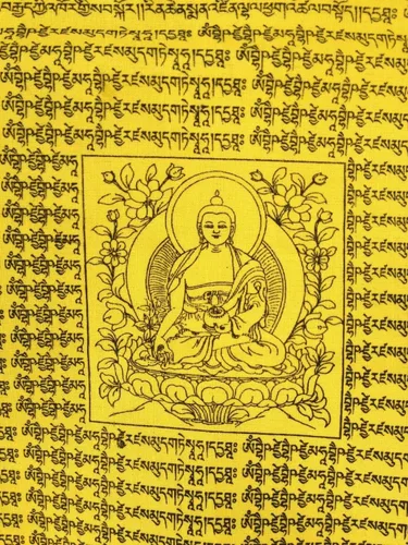 Miniatura 4 de Oma Buda Banderas tibetanas de oración de Nepal, juego de diez banderas, juego de 5 rollos - 50 unidades - OMA FEDERAL (TM)