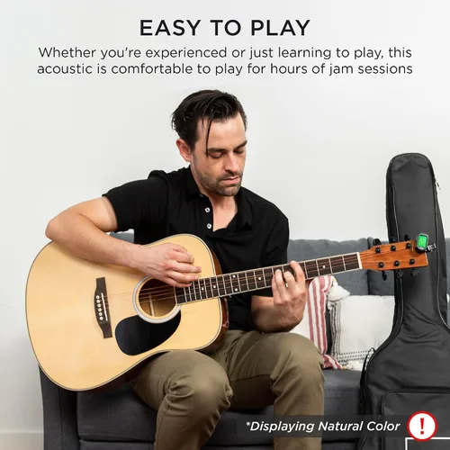 Miniatura 7 de Best Choice Products Juego de iniciación de guitarra acústica de madera para principiantes, de 41 pulgadas, con bolsa para conciertos, correa, Negro