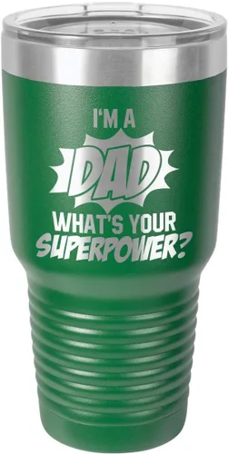 Miniatura 15 de IM A DAD WHATS YOUR SUPERPOWER Vaso de 30 onzas con pajita y tapa superior deslizante Taza de viaje grabada con láser Comparar con Yeti Rambler