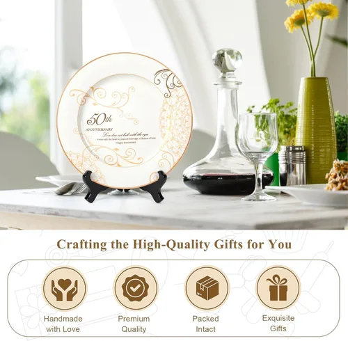 Miniatura 3 de Urllinz Regalos de boda de 50 aniversario para parejas, padres, abuelos, regalo de recuerdo de aniversario de boda, plato de matrimonio de 50 años