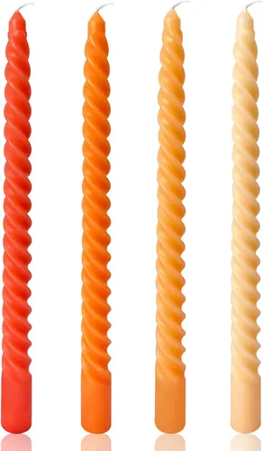 Miniatura 8 de Velas cónicas en espiral de 10 pulgadas para decoración del hogar, paquete de 4 candelabros con degradado verde para cenas, fiestas, bodas