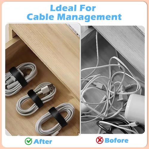Miniatura 4 de 70 bridas para cables de 6 pulgadas, reutilizables, ajustables, organizadores de cables, correas de cable, envolturas de cables y correas de gancho