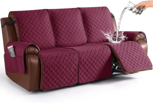 Miniatura 45 de KinCam Funda impermeable para sofá biplaza reclinable, fundas antideslizantes para sofá reclinable de 2 asientos, funda de sofá reclinable