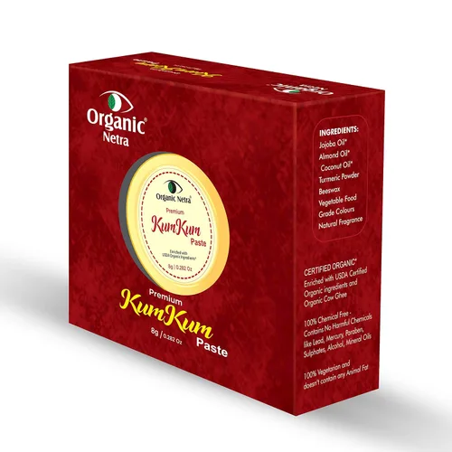 Miniatura 3 de Organic Netra Pasta Sindoor/Kumkum Resistente al agua de larga duración, a prueba de manchas Color granate profundo puro y natural, larga 2-Rojo
