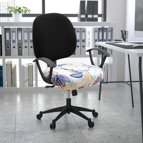 Miniatura 9 de Smiry Fundas de asiento impresas para silla de computadora de oficina, ajuste elástico, universal para silla giratoria de escritorio, lavables, Beige
