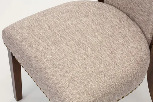 Miniatura 8 de East West Furniture VEP8T04 Verona Parsons - Juego de 2 sillas de comedor tapizadas de tela de lino marrón claro con ribete de clavo, color nogal