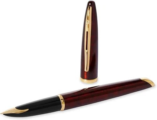 Miniatura 2 de Pluma estilográfica Waterman Carene Deluxe con punta mediana de oro macizo y tinta azul (S0699940), ámbar (Marine Amber)