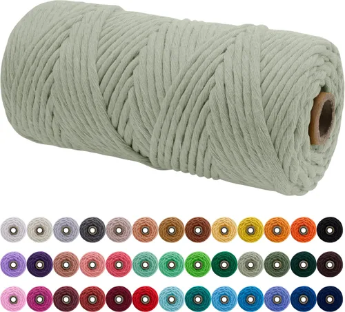 Miniatura 134 de JeogYong Cordón de macramé de un solo hilo 2mm x 164 yardas (492 pies) Cuerda de algodón suave, hilo de macramé 2 mm, suministros de macramé