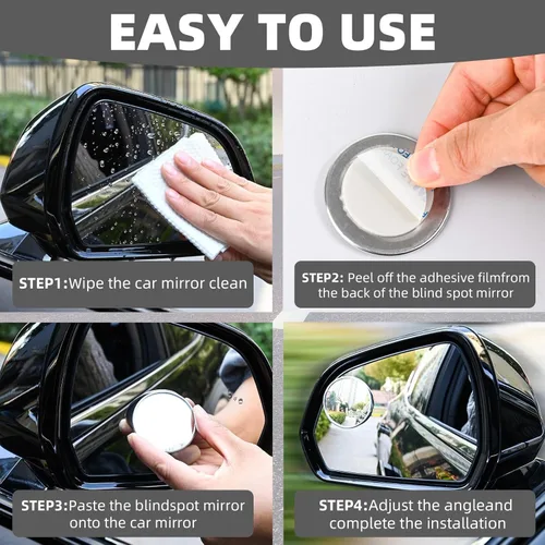 Miniatura 8 de Espejo de coche de punto ciego, 2 unidades, espejos convexos redondos de 2 pulgadas para automóviles, SUV, motocicletas, camiones, remolques, motos