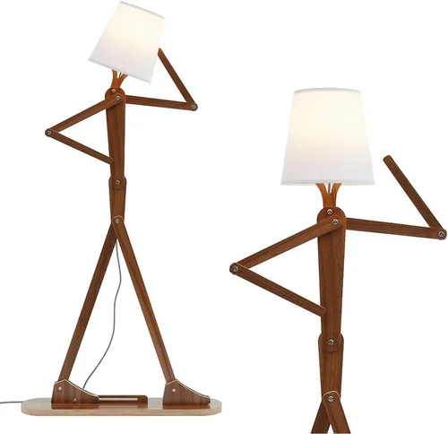 Miniatura 12 de Lámpara de pie mini de madera genial para sala de estar, dormitorio, mesita de noche - Luz decorativa de esquina para oficina, lámpara de lectura