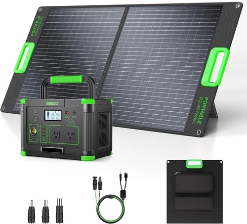 Miniatura 14 de Generador solar de 1000 W 999 Wh, estación de energía portátil con salida USB-C PD de 60 W, salida de CA de onda sinusoidal pura de 120 V, batería