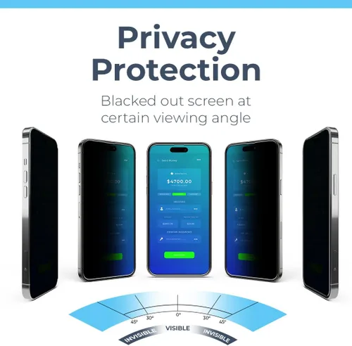 Miniatura 3 de Power Theory Protector de pantalla de privacidad compatible con iPhone 15 Plus, vidrio templado, protección antiespía