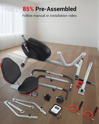 Miniatura 8 de ECHANFIT Recumbent Exercise Bike with Arm Exerciser for Home - Elliptical Recumbent Cross Trainer with Backlit Display, Pulse Sensor, 8-Level