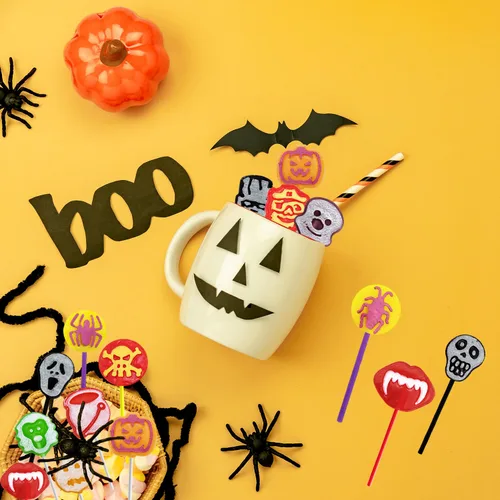 Miniatura 6 de Fruidles Caramelos de paletas de tatuaje de Halloween, paquete variado, rellenos de bolsas de fiesta, envueltos individualmente (1 libra)