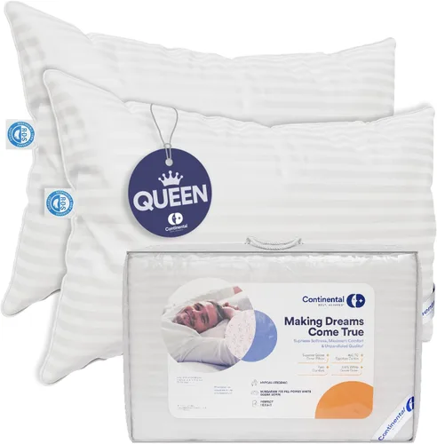 Miniatura 28 de Continental Bedding Almohada de Plumón de Ganso Serenity Plumón Blanco Húngaro 700 Fill Power Funda de Algodón Damasco 400TC Fabricado