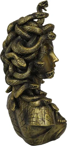 Miniatura 6 de Ebros Gift Mitología griega Hermanas Gorgona Diosa Medusa con Serpientes Salvajes Pelo y Escamas Blindadas Estatua de busto de piel de 10 pulgadas