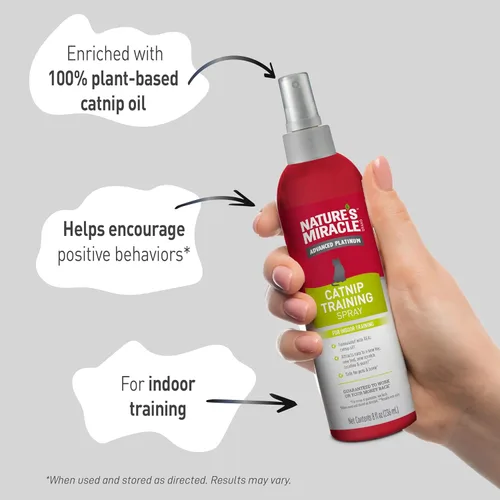 Miniatura 7 de Nature's Miracle Spray avanzado de entrenamiento de hierba gatera con aceite de hierba gatera real que atrae a los gatos y fomenta el comportamiento
