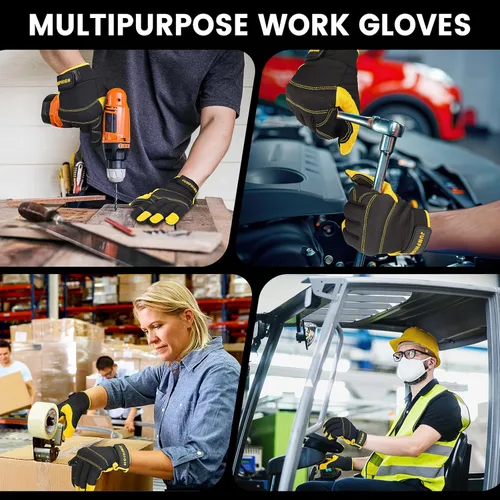 Miniatura 8 de Guantes de trabajo para hombre, guantes mecánicos multifuncionales de servicio ligero, para exteriores, ajuste de rendimiento, pantalla táctil