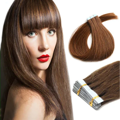 Miniatura 54 de Extensiones de cabello humano Remy con cinta adhesiva sin costuras (16 pulgadas, 10 unidades, rubio ceniza)