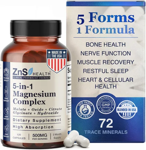 Miniatura 9 de Spectrum 5 Complejo de magnesio para mujeres y hombres – 5 suplementos de complejo de magnesio con glicinato, malato, citrato e hidróxido