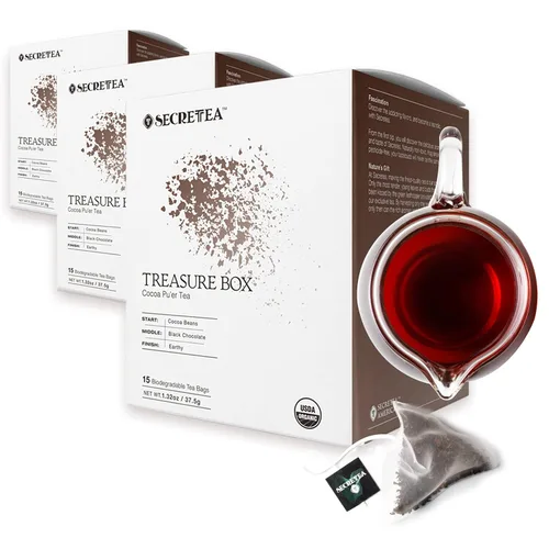Miniatura 15 de Té suelto Pu-erh de cacao orgánico I POWERFUL Detox Immune I Heart & Digestion Support, paquete a granel de 12 oz Por T SECRETEA, Treasure Box