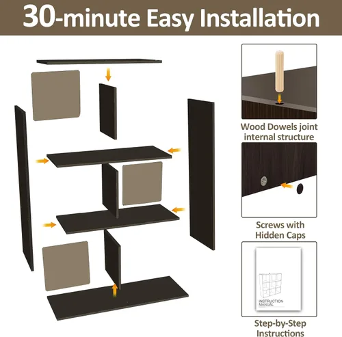 Miniatura 9 de PrimeZone Organizador de Almacenamiento Apilable de 6 Cubos: Estante de Cubos de Madera que se Ajusta a Contenedores Cúbicos - Estantería