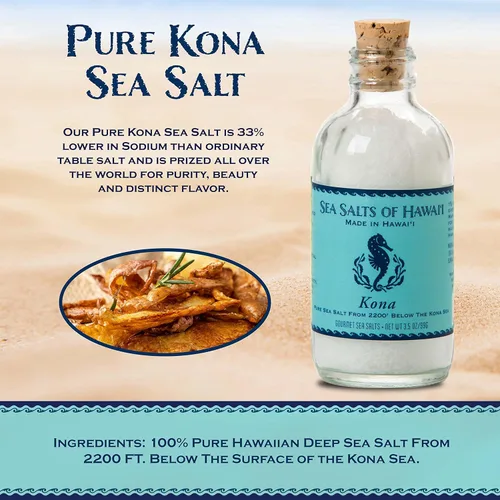 Miniatura 2 de Sea Salts Of Hawaii Pure Kona - Sal marina hawaiana de sal marina profunda, botella de 3.5 onzas, fabricada en Hawái