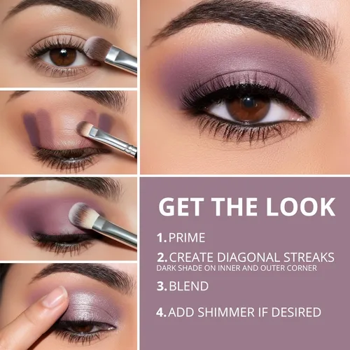 Miniatura 12 de Lamora Paleta de sombra de ojos rosa: 12 sombras suaves de rosa malva, paleta de maquillaje de ojos multiusos con acabados mate y brillantes