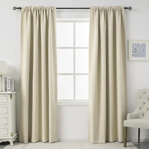Miniatura 49 de DUALIFE Cortinas opacas de 45 pulgadas de largo, 2 paneles para ventanas pequeñas de dormitorio, aislamiento térmico, bolsillo para barra, cortinas