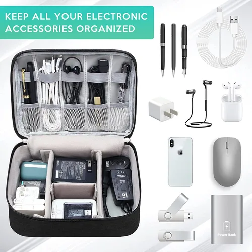 Miniatura 3 de Organizador de electrónica Bolsa organizadora de cables de viaje Bolsa de almacenamiento digital portátil impermeable Caja de accesorios