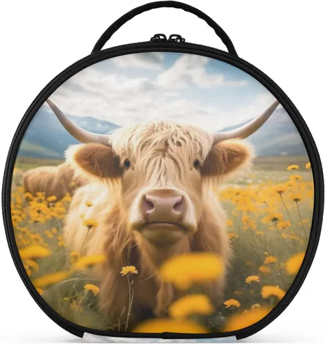 Miniatura 13 de senya Bolsa redonda para cosméticos, estuche de viaje para maquillaje, bolsa organizadora de maquillaje con divisores ajustables, portátil