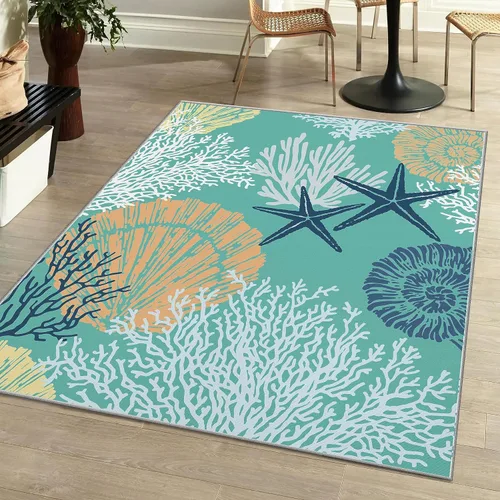 Miniatura 25 de Tritard Alfombra de pasillo costera de 2 x 6 pies, alfombra náutica para pasillo de cocina, con temática de playa, antideslizante, lavable a C1
